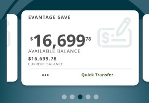 Mobile Banking display of the account carousel. 
